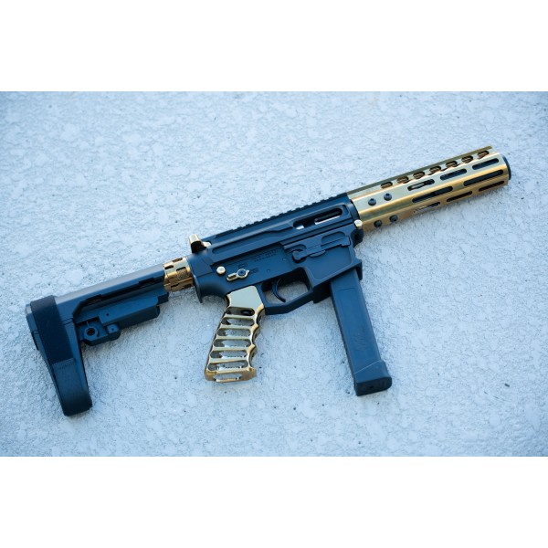 AR-9 9MM Moriarti Arms 7.5" Slick Side Pistol / Gold Plated / LRBHO